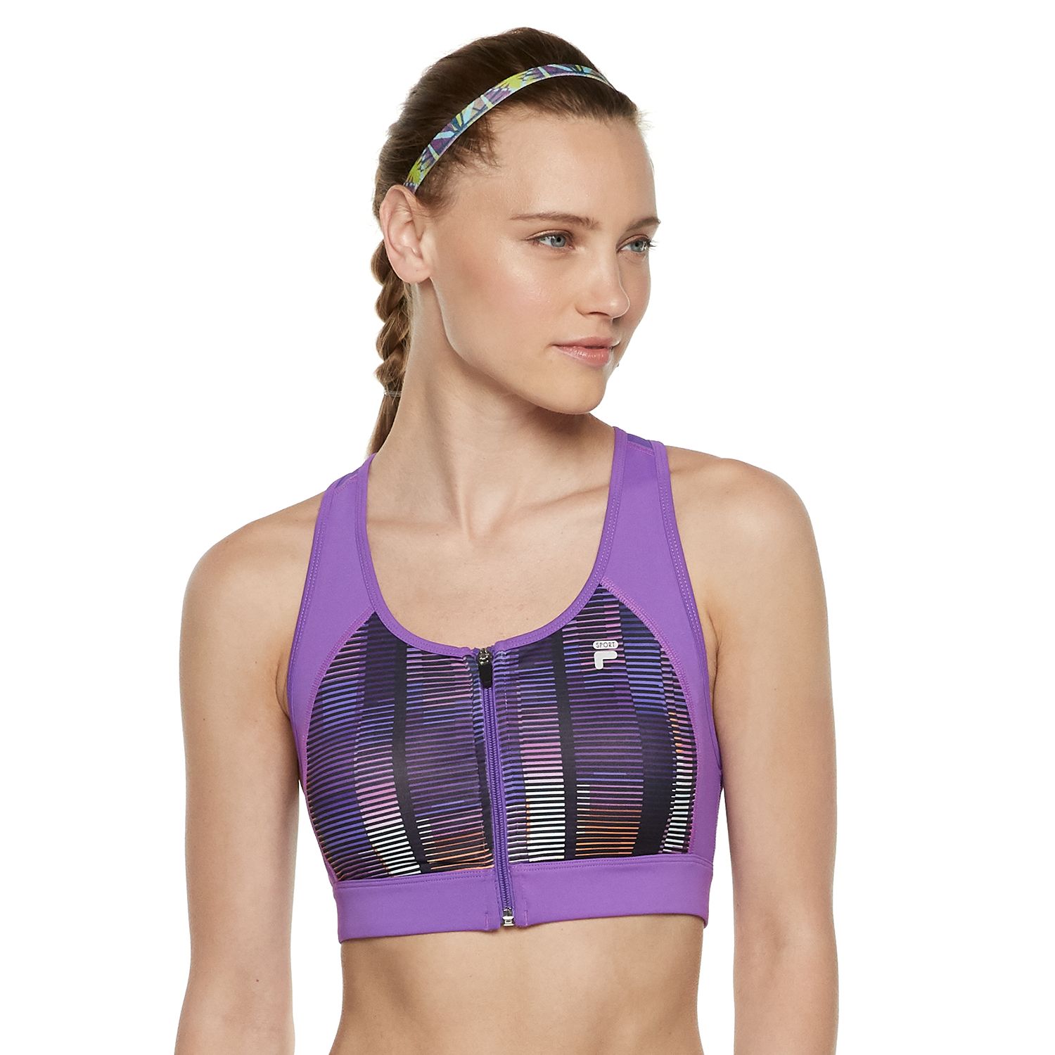 fila front zip sports bra