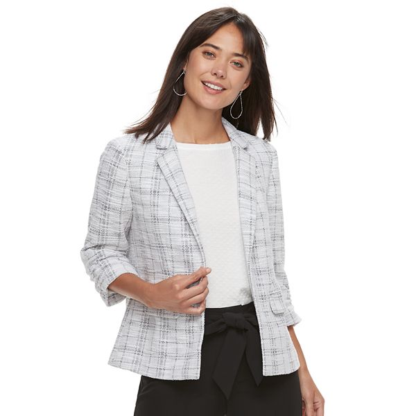 Women's ELLE™ Tweed Ruched-Sleeve Blazer