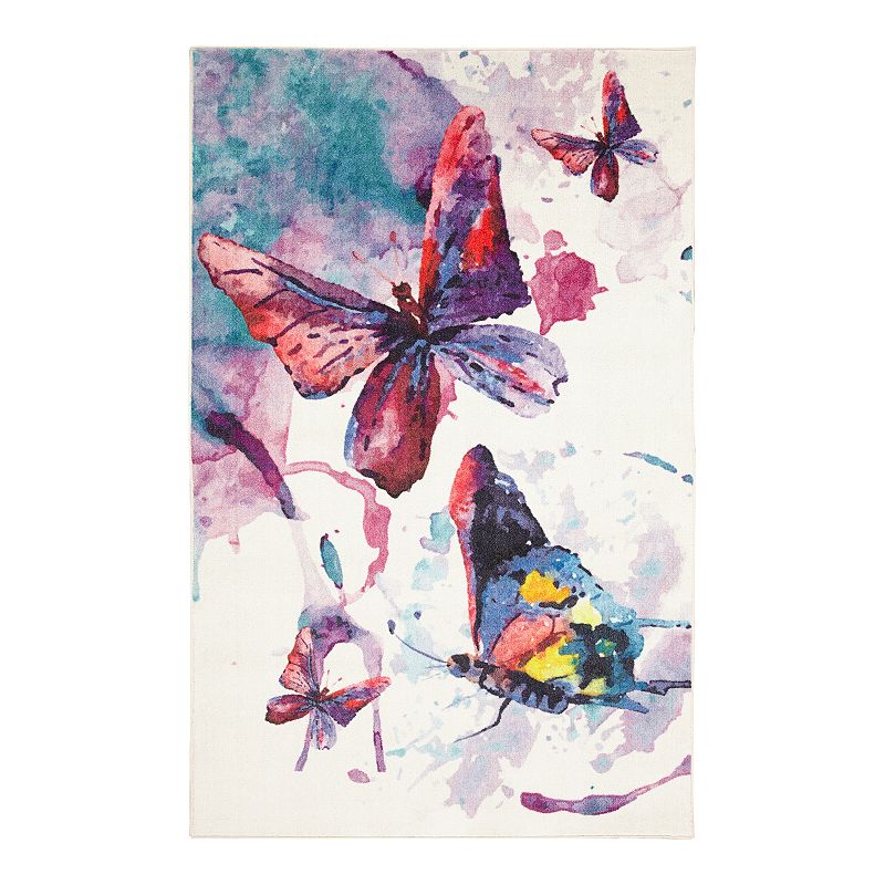 Mohawk Home Kids Prismatic Watercolor Butterflies EverStrand Rug, Purple, 8X10 Ft