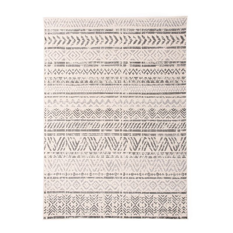 World Rug Gallery Monaco Geometric Bohemian Rug, Grey ( size 3’ x 5’)