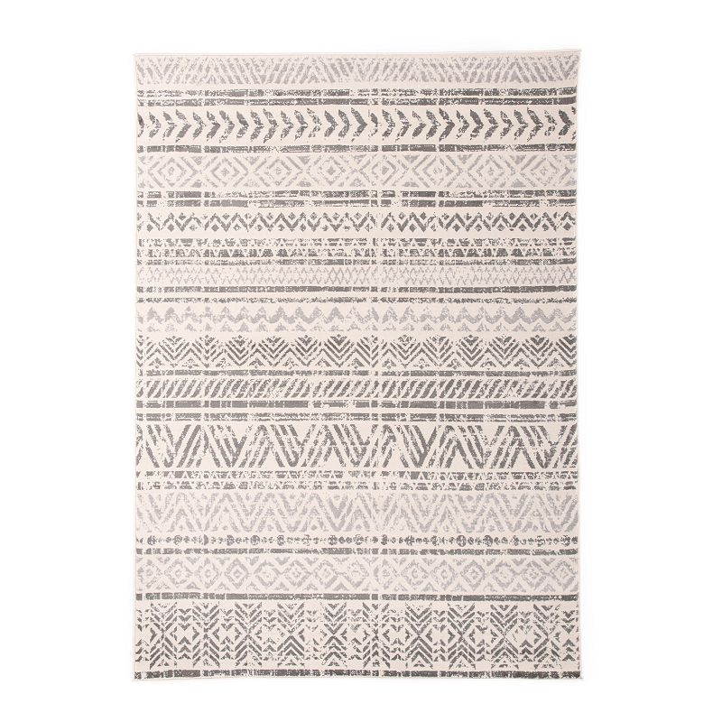 World Rug Gallery Monaco Geometric Bohemian Rug, Grey, 8X10 Ft