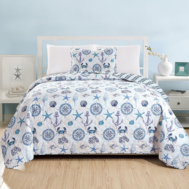 Great Bay Home Azure Quilt Set, Multicolor, Full/Queen