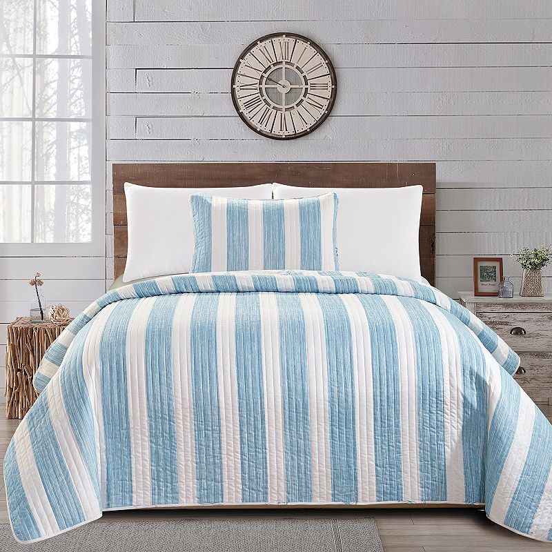 Great Bay Home Casco Bay Quilt Set, Blue, Twin