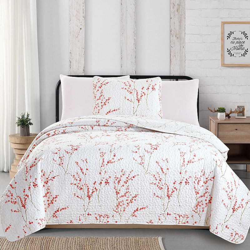 73974467 Great Bay Home Sakura Floral Printed Quilt Set, Mu sku 73974467