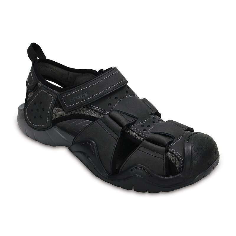 UPC 887350927894 product image for Crocs Swiftwater Men's Leather Fisherman Sandals, Size: 12, Dark Brown | upcitemdb.com