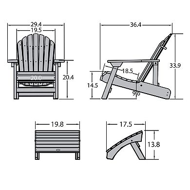 Highwood USA Hamilton Folding & Reclining Adirondack Chair with Ottoman