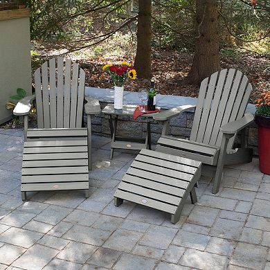 Highwood USA Set of 2 Hamilton Folding & Reclining Adirondack Chairs, 2 Folding Ottomans, 1 Folding Side Table