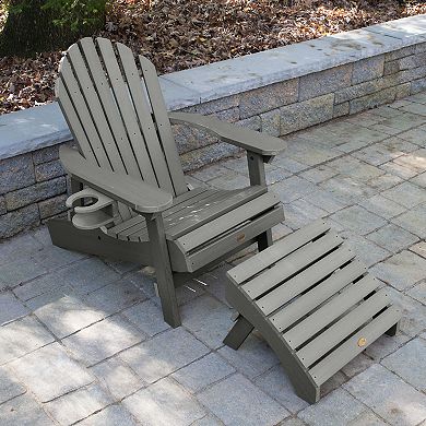 Highwood USA Hamilton Folding & Reclining Adirondack Chair with Laptop/Reading Table
