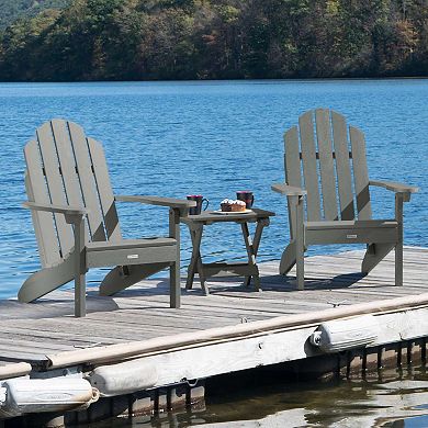 Highwood USA Set of 2 Classic Westport Adirondack Chairs with Folding Side Table