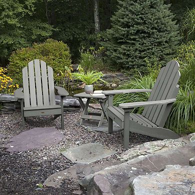 Highwood USA Set of 2 Classic Westport Adirondack Chairs with Folding Side Table