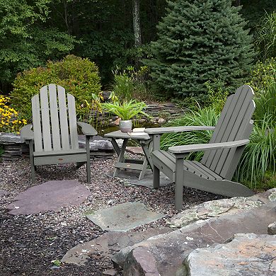 Highwood USA Set of 2 Classic Westport Adirondack Chairs with Folding Side Table