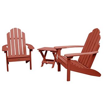 Highwood USA Set of 2 Classic Westport Adirondack Chairs with Folding Side Table