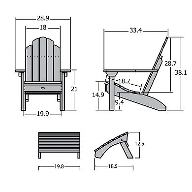 Highwood USA Classic Westport Adirondack Chair with Ottoman