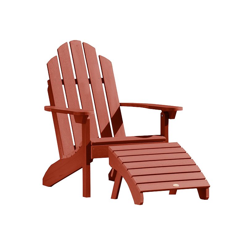 highwood Classic Westport Adirondack Chair with Ottoman, Red