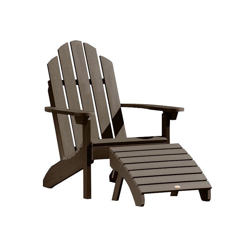 highwood Classic Westport Adirondack Chair with Ottoman, Brown