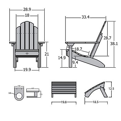 Highwood USA Westport Adirondack Chair & Folding Ottoman