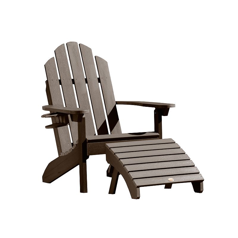 Highwood Westport Adirondack Chair & Folding Ottoman, Brown