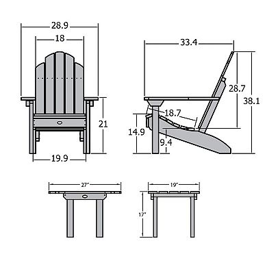 Highwood USA Westport Adirondack Chairs with Side Table