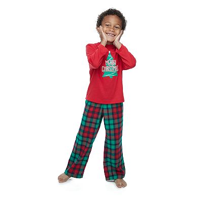 Boys 4-20 Jammies For Your Families Red Plaid Merry Christmas Family Tee & Pants Pajama Set