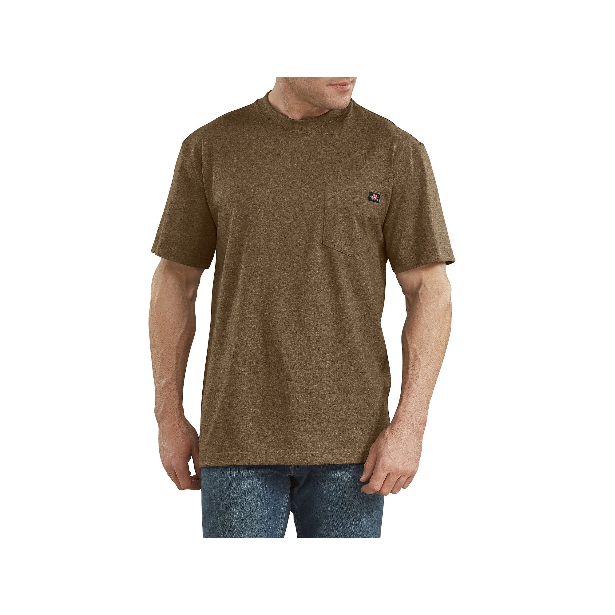 Mens Dickies Heavyweight Crewneck Tee, Size: XXL, Brown Duck Single Dye