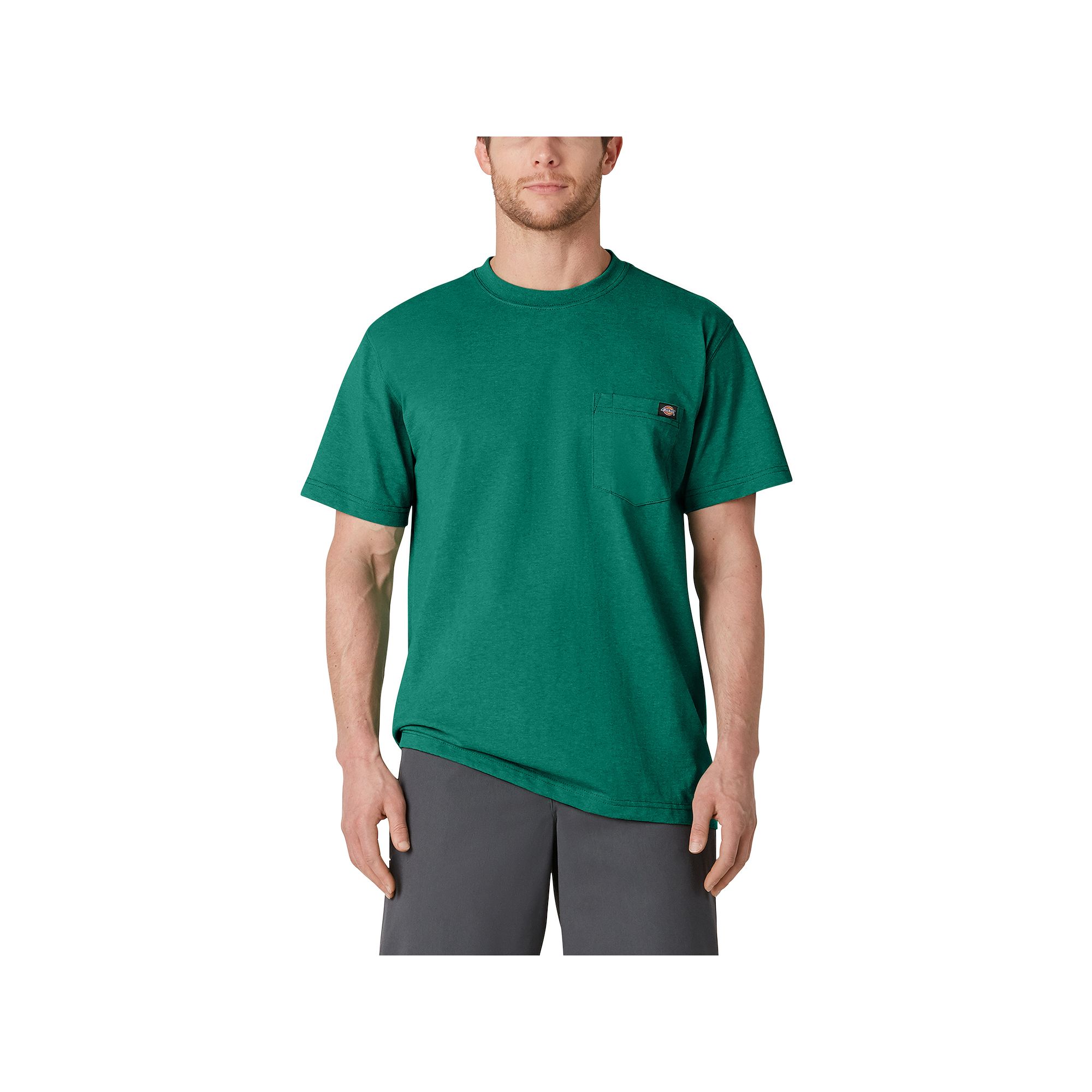 Mens Dickies Heavyweight Crewneck Tee, Size: XXL, Green Single Dye Heath