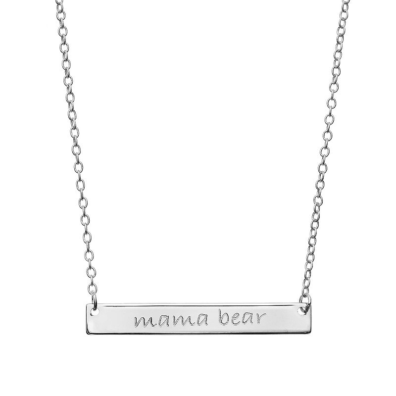 Sterling Silver Mama Bear Necklace, Womens, Size: 18, Multicolor