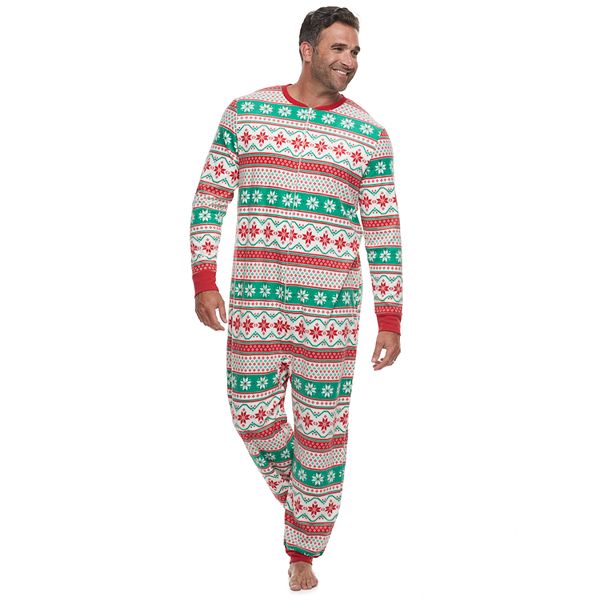 Men's Big u0026 Tall Jammies For Your Families® We Jingled Microfleece One-Piece  Pajamas