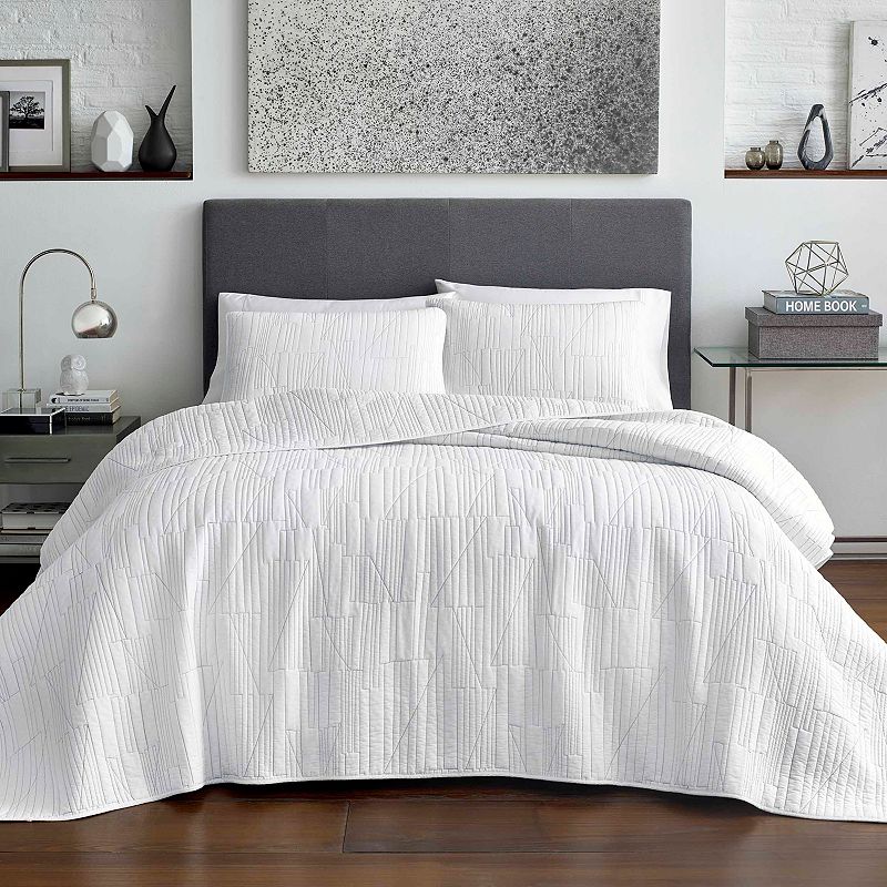 Full/Queen Tally Quilt Set White - City Scene