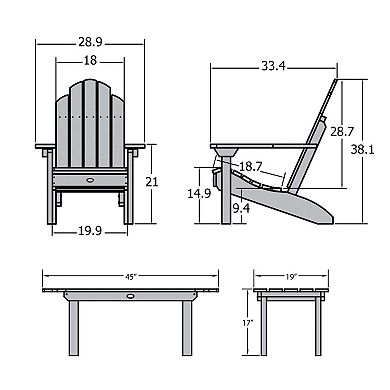 Highwood USA Westport Adirondack Chairs with Conversation Table