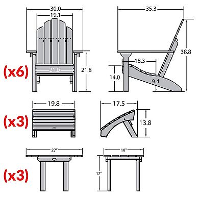 Highwood USA Westport Adirondack Chairs, Side Tables, and Ottomans