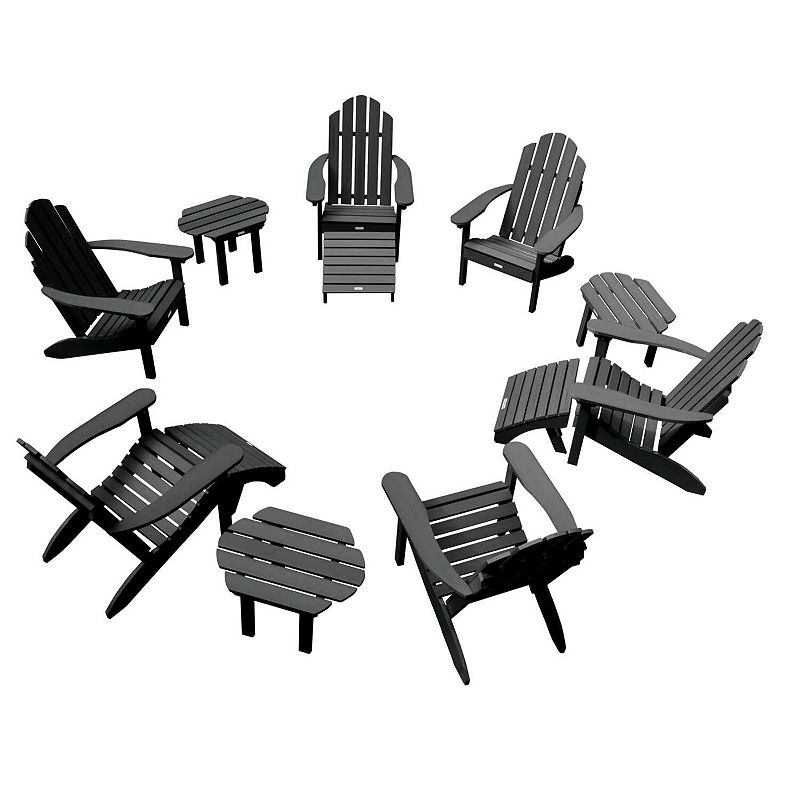 Highwood USA Westport Adirondack Chairs, Side Tables, and Ottomans, Black