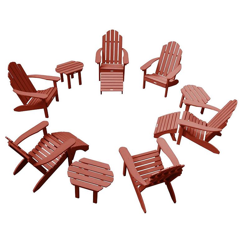 Highwood USA Westport Adirondack Chairs, Side Tables, and Ottomans, Rustic Red