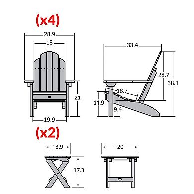 Highwood USA Westport Adirondack Chairs with Folding Side Tables