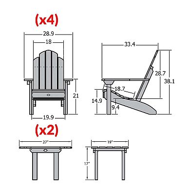 Highwood USA Westport Adirondack Chairs with Side Tables