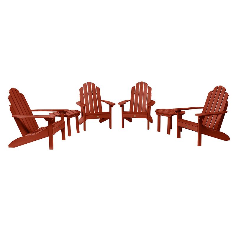 Highwood Westport Adirondack Chairs with Side Tables, Red