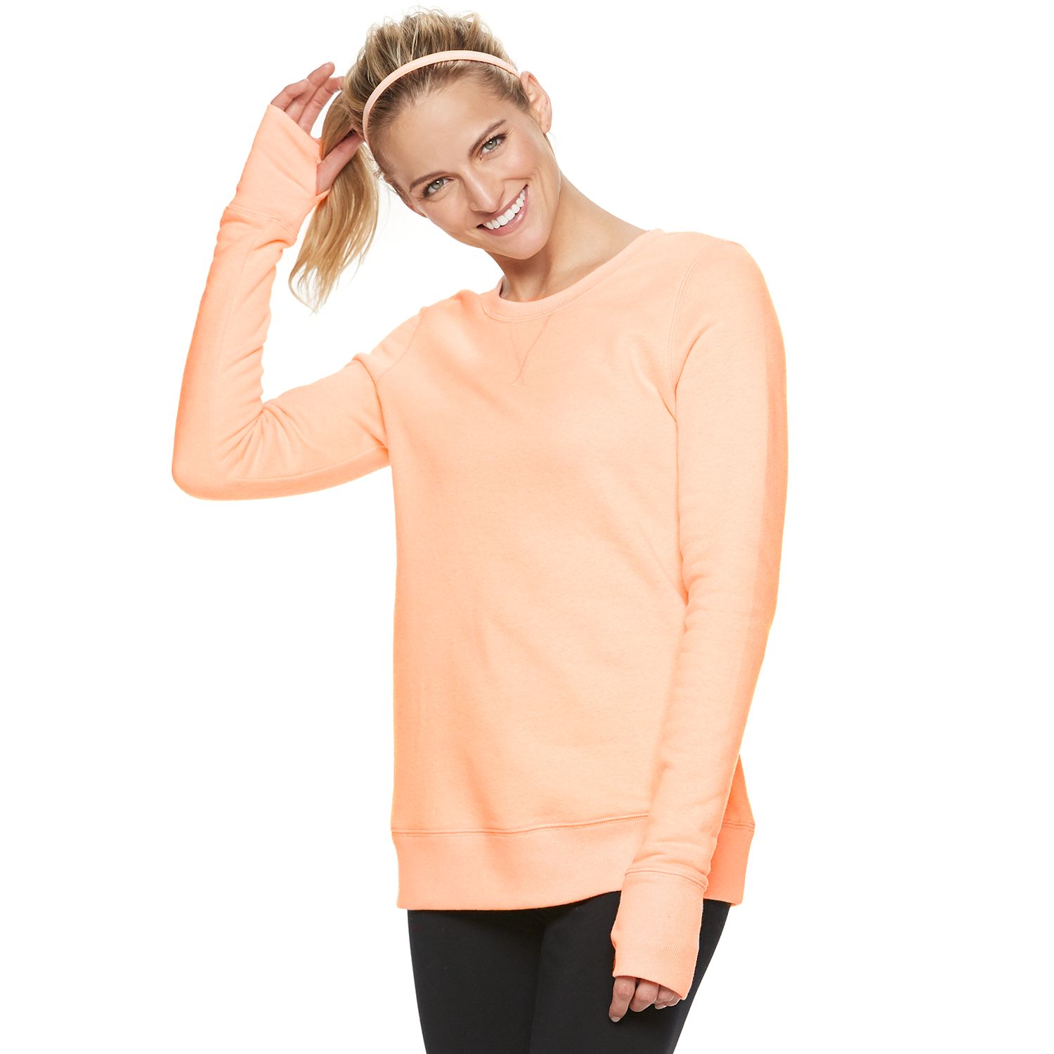 women's tek gear crewneck thumb hole sweatshirt