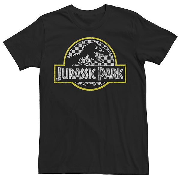 Men's Jurassic Park Checkered Background Tee