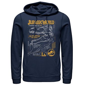 Men's Jurassic World Fallen Kingdom Blue Prints Pull-Over Hoodie