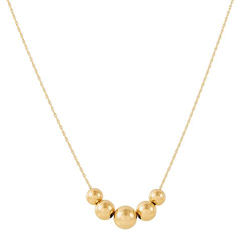 Everlasting Gold 14k Gold Graduated Bead Necklace