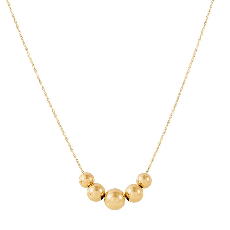 Everlasting Gold 14k Gold Graduated Bead Necklace, Womens, Size: 18, Ye