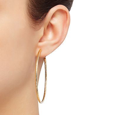 Everlasting Gold 14k Gold 60 mm Tube Hoop Earrings