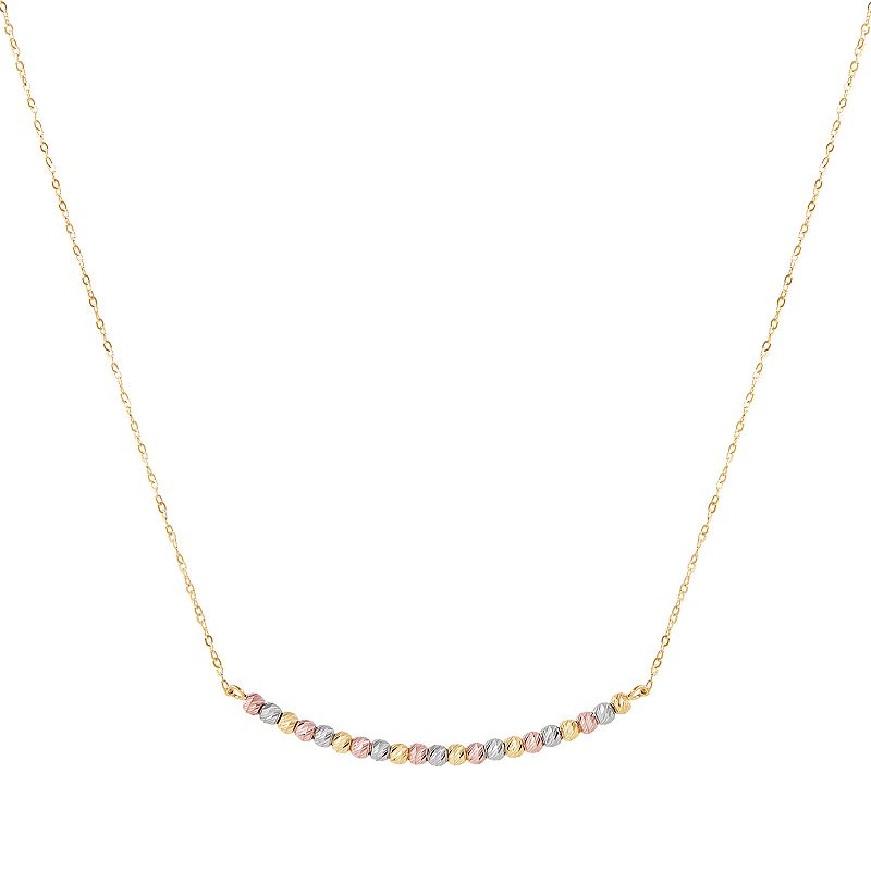 Everlasting Gold 14k Gold Tri-Tone Bead Necklace, Womens, Size: 17, Mul