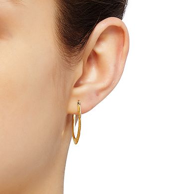 Everlasting Gold 10k Gold Oval Hoop Earrings