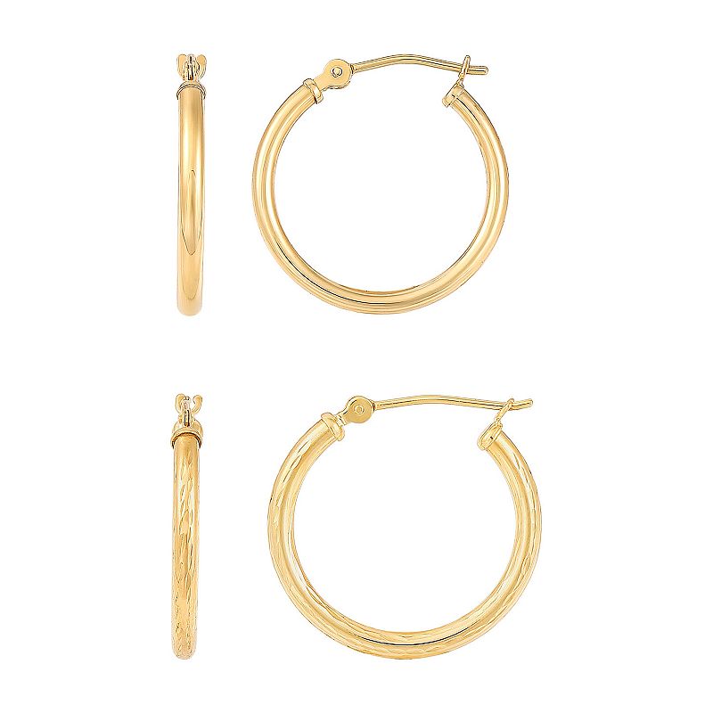 Everlasting Gold 10k Gold Tube Hoop Earrings, Womens, Yellow
