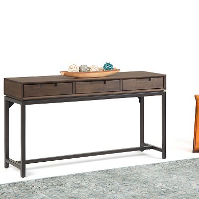 Simpli Home Banting Solid Hardwood Mid Century Wide Console Table