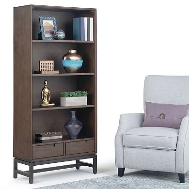 Simpli Home Banting Solid Hardwood Mid Century Bookcase
