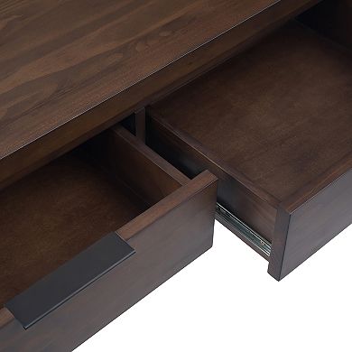 Simpli Home Hollander Solid Wood Wide Console Table - Warm Walnut Brown