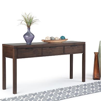 Simpli Home Hollander Solid Wood Wide Console Table - Warm Walnut Brown