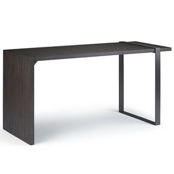 Simpli Home Montgomery Solid Acacia Wood Desk Distressed Dark Brown