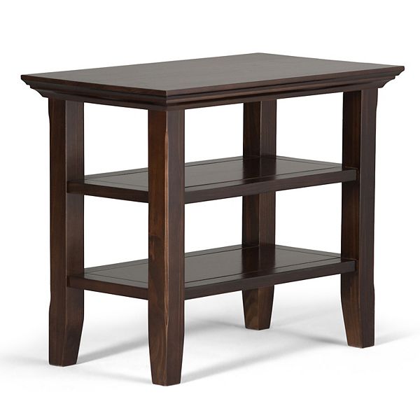 Simpli Home Acadian Wood 14" Rectangle Transitional Narrow Side Table in Brunette Brown